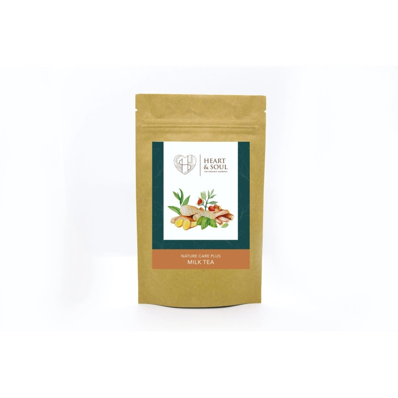 heart and soul nature care plus milk tea crafted with care contains caffeine 100 pure and natural milk tea with ashwagandha cardamom ginger mulethi tulsi 250gms