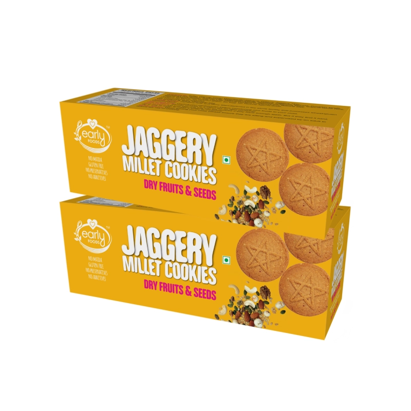 pack of 2 organic dry fruits and seeds jaggery cookies 150g x 2
