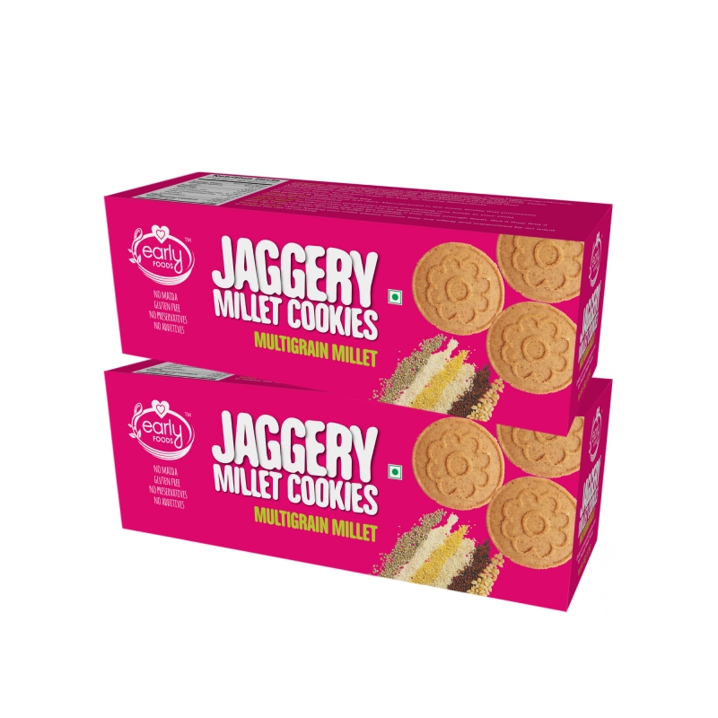 pack of 2 organic multi grain millet jaggery cookies 150g x 2