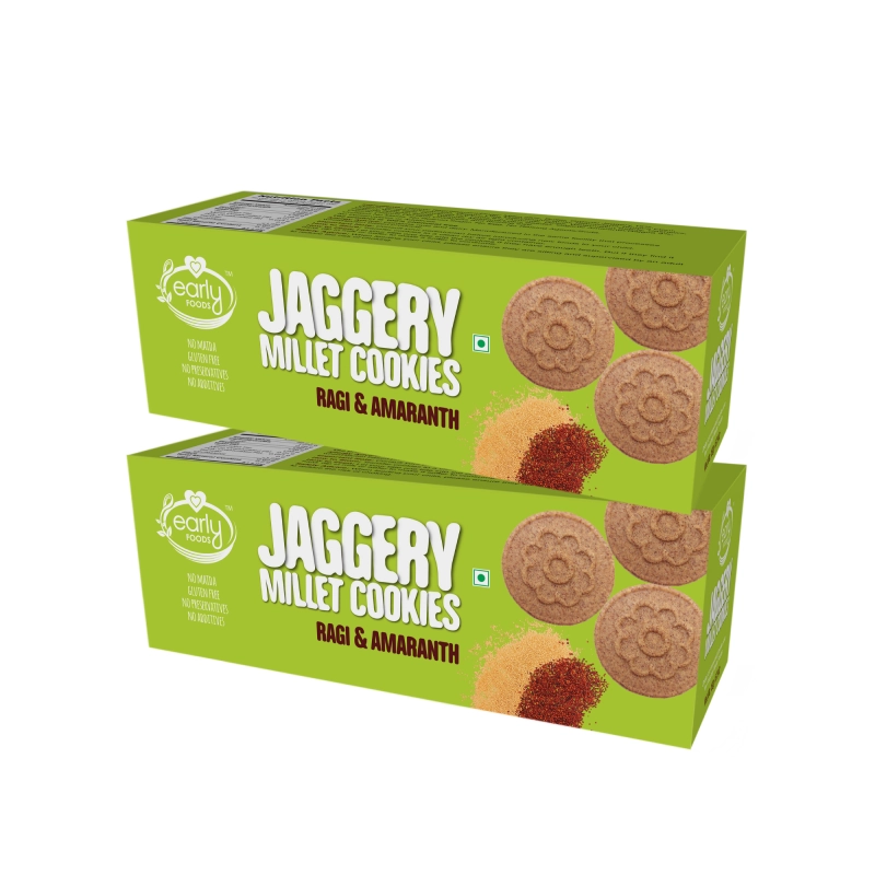 pack of 2 organic ragi amaranth jaggery cookies 150g x 2
