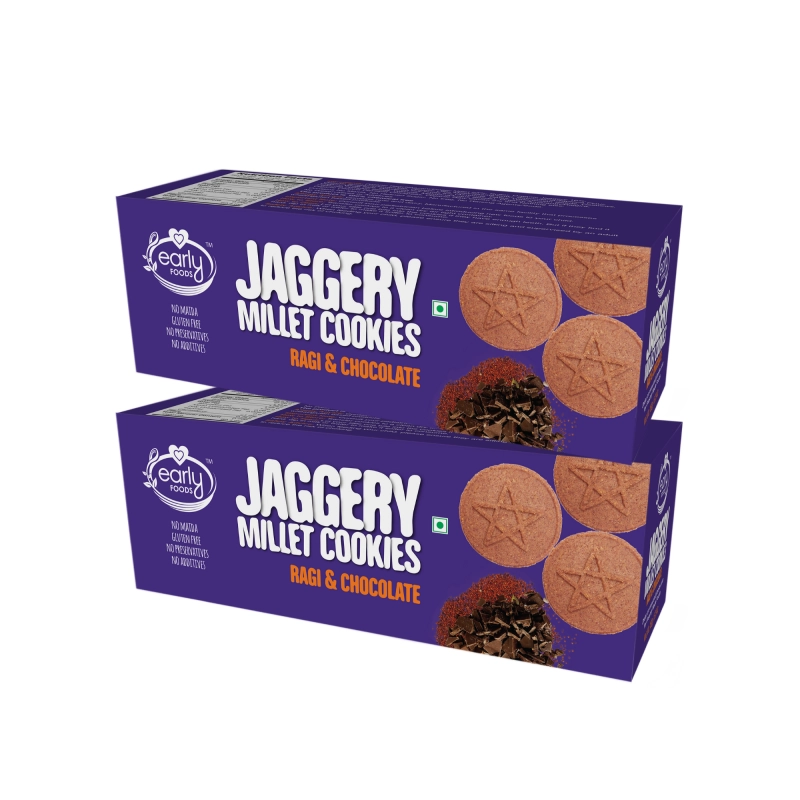 pack of 2 organic ragi and choco jaggery cookies 150g x 2