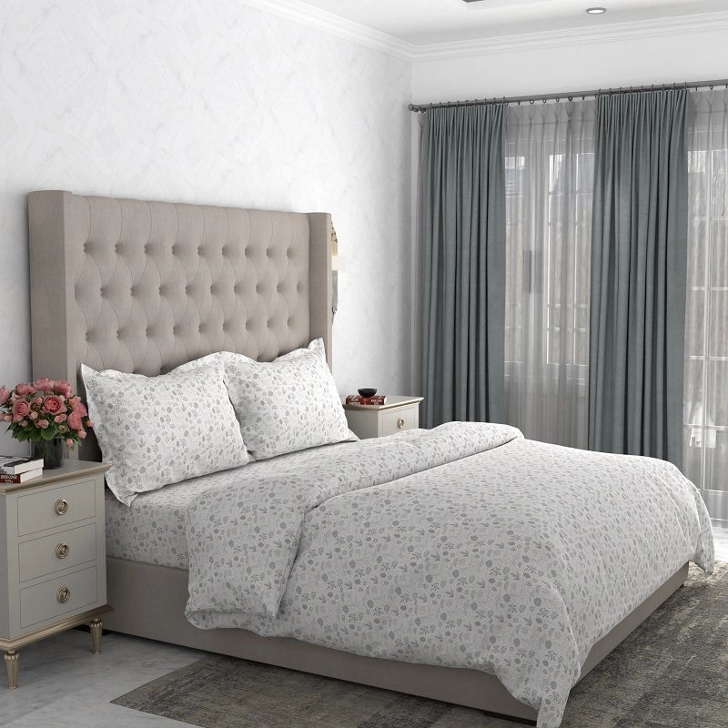 swaas 100 pure cotton pine cone white grey bedsheet set