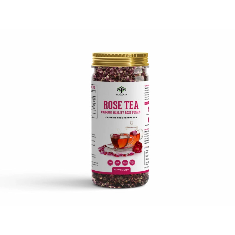 vanalaya rose tea for glowing skin weight loss made with 100 natural rose petals 30g