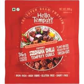 hello tempayy peppery szechuan chilli soyabean tempeh cubes 200 gms