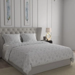 swaas 100 pure cotton snow flake white grey bedsheet set