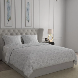 swaas 100 pure cotton snow flake white grey bedsheet set