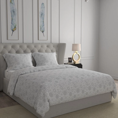 swaas 100 pure cotton snow flake white grey bedsheet set