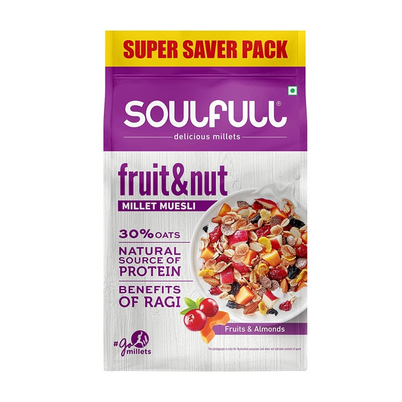 soulfull millet muesli fruit nut with almonds real fruits 700 g