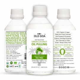 oldgoa oil pulling cold pressed virgin coconut oil ayurvedic mouthwash for healthy teeth gums bad breath healthier oral hygiene teeth whitening fresh breath 200ml tea tree