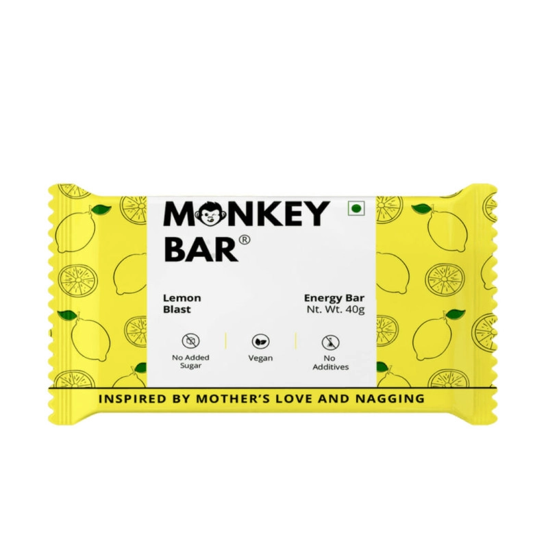 monkey bar lemon blast vegan energy bar pack of 10 no added sugar dairy free delicious