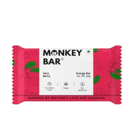 monkey bar very berry vegan energy bar pack of 10 no added sugar dairy free delicious