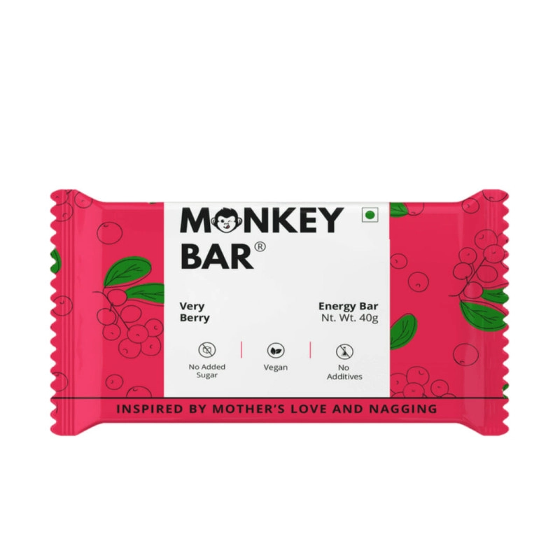 monkey bar very berry vegan energy bar pack of 10 no added sugar dairy free delicious