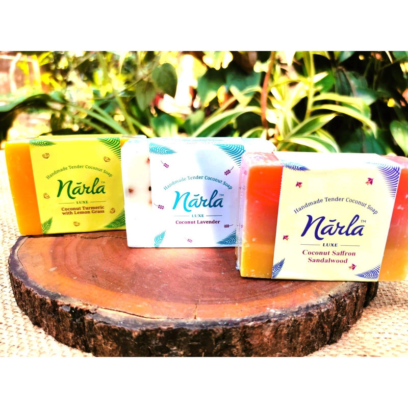 narla handcrafted soap pack of three variants each 100gm