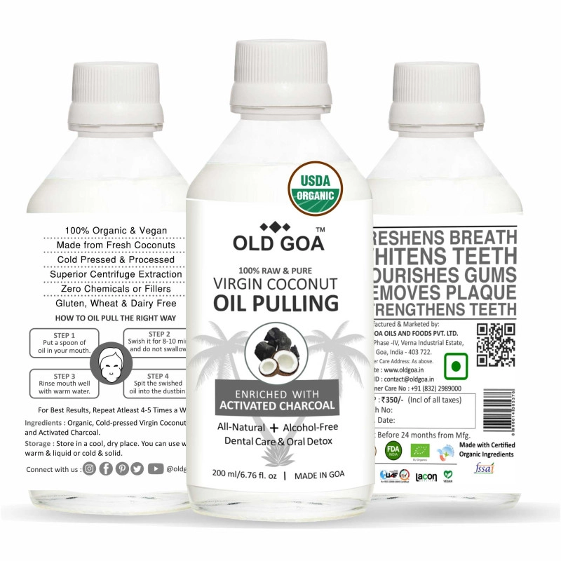 old goa oil pulling activated charcoal for dental care oral detox 200 ml