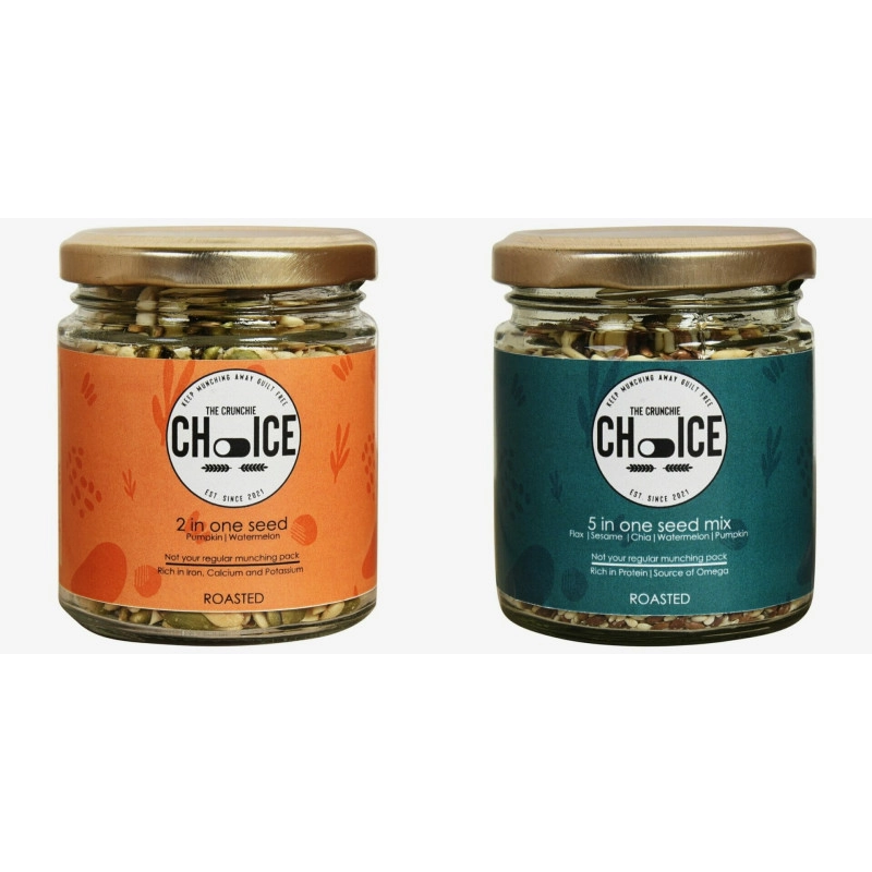 the crunchie choice 2 in 1 seed mix and 5 in 1 see mix rich in protein and fiber