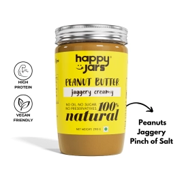 happy jars jaggery creamy peanut butter 290g