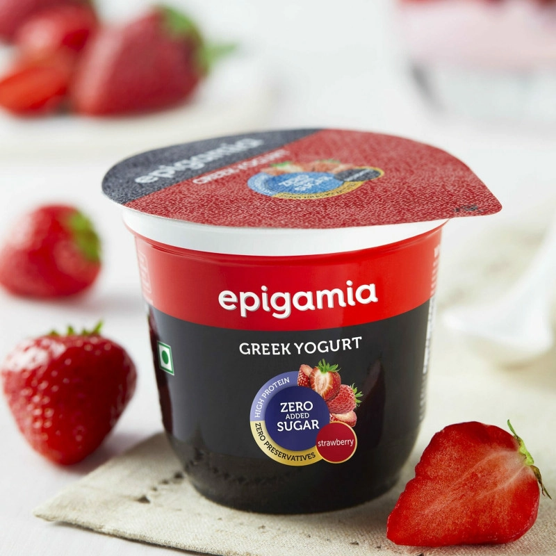 epigamia greek yogurt no added sugar strawberry 120 gm